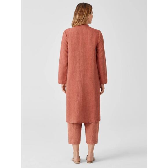 Eileen Fisher Washed Organic Linen Delave Long Shirt, Size S - Picture 2 of 12